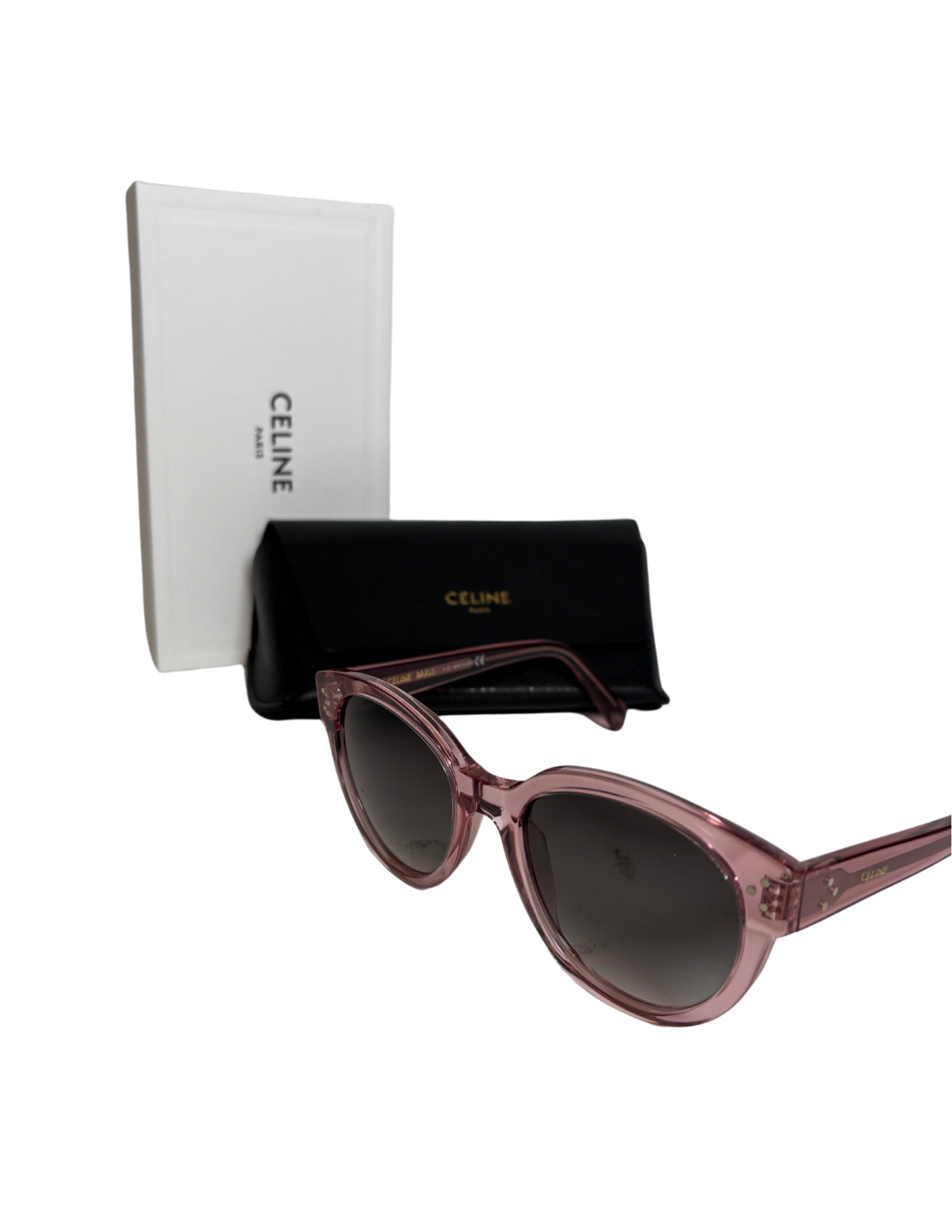 Celine Pre-owned Rose Acetate Cat Eye Sunglasses with Box and Soft Case