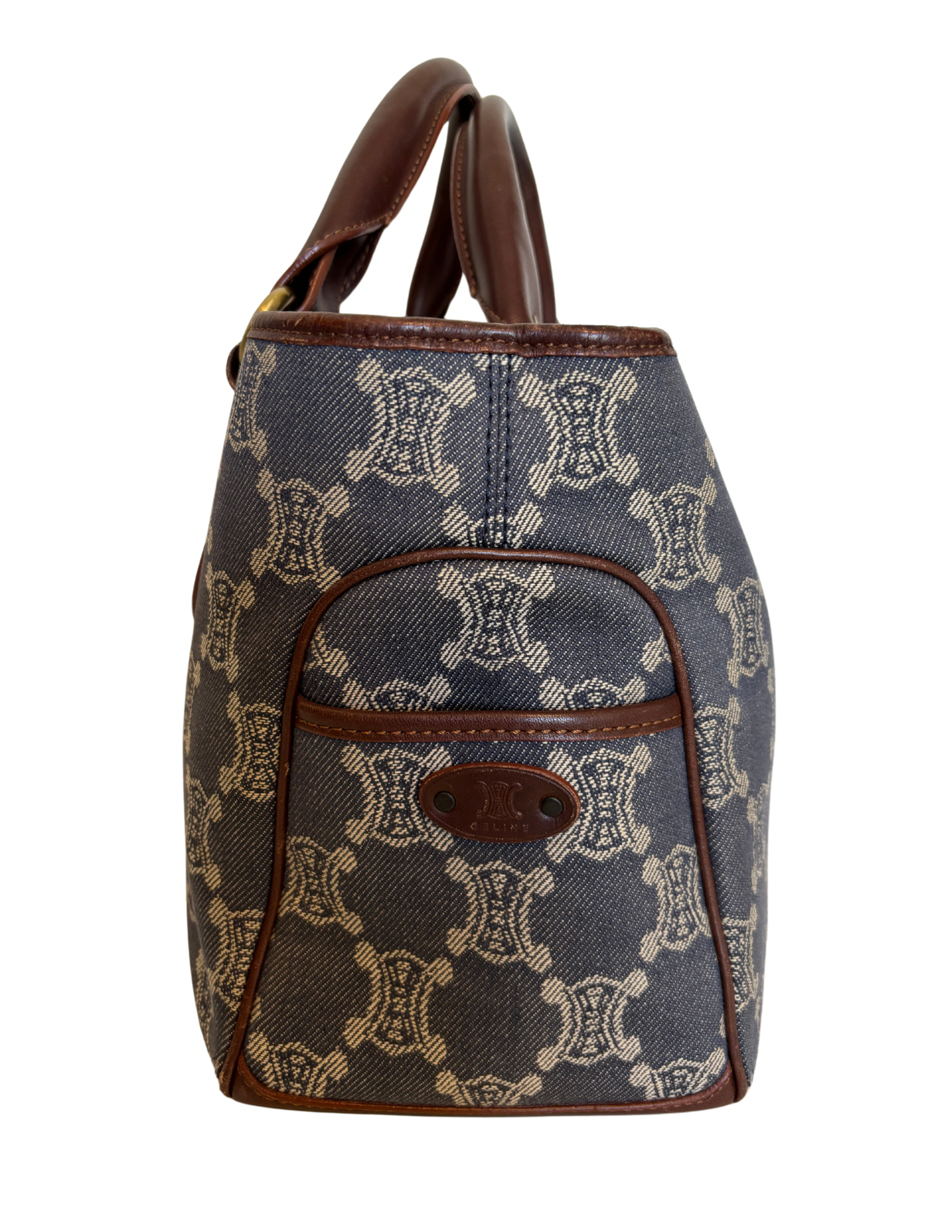 Celine Pre-owned Macadam Demin Boogie Bag Brown Leather Trim