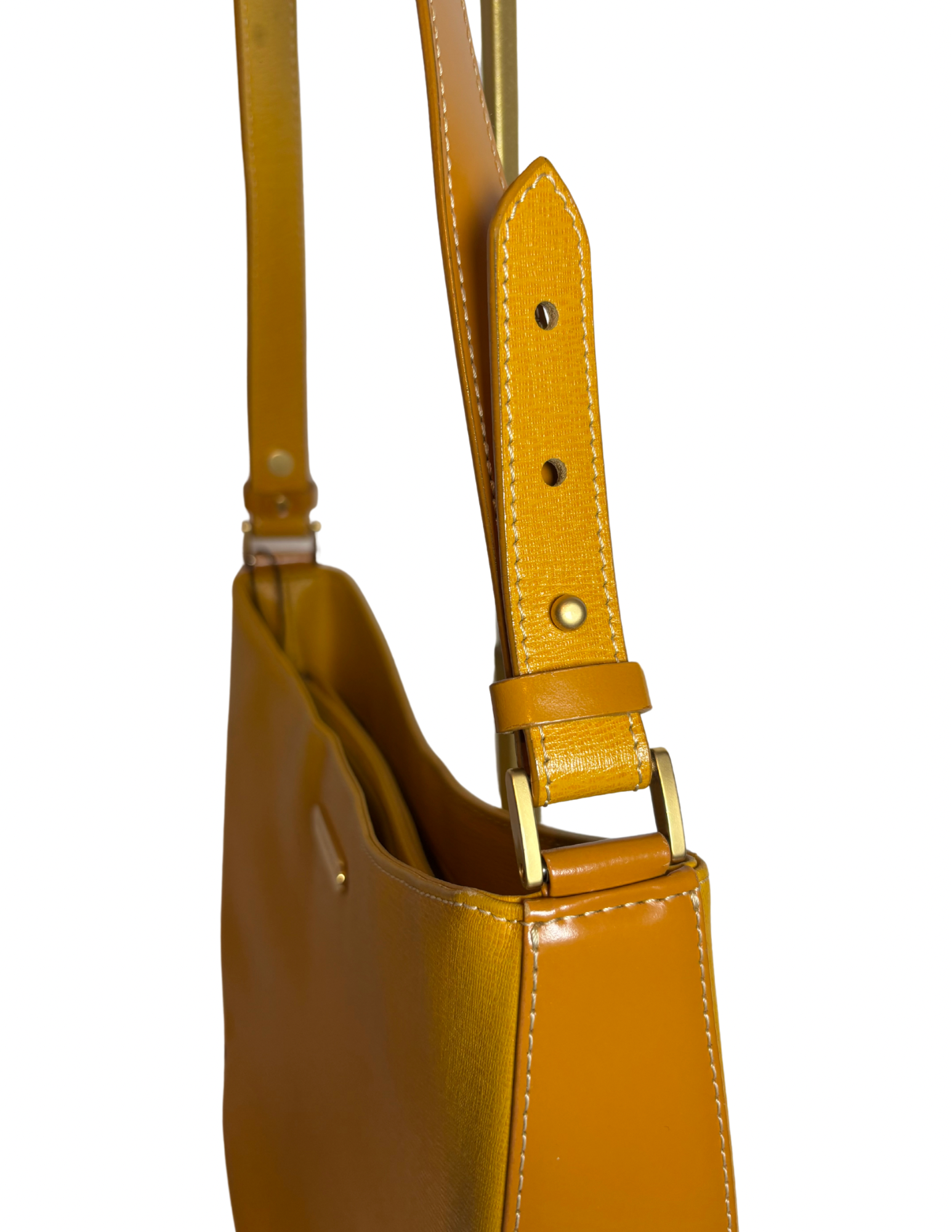 Burberry Pre-owned Yellow Leather Cresent Shaped Shoulder Bag