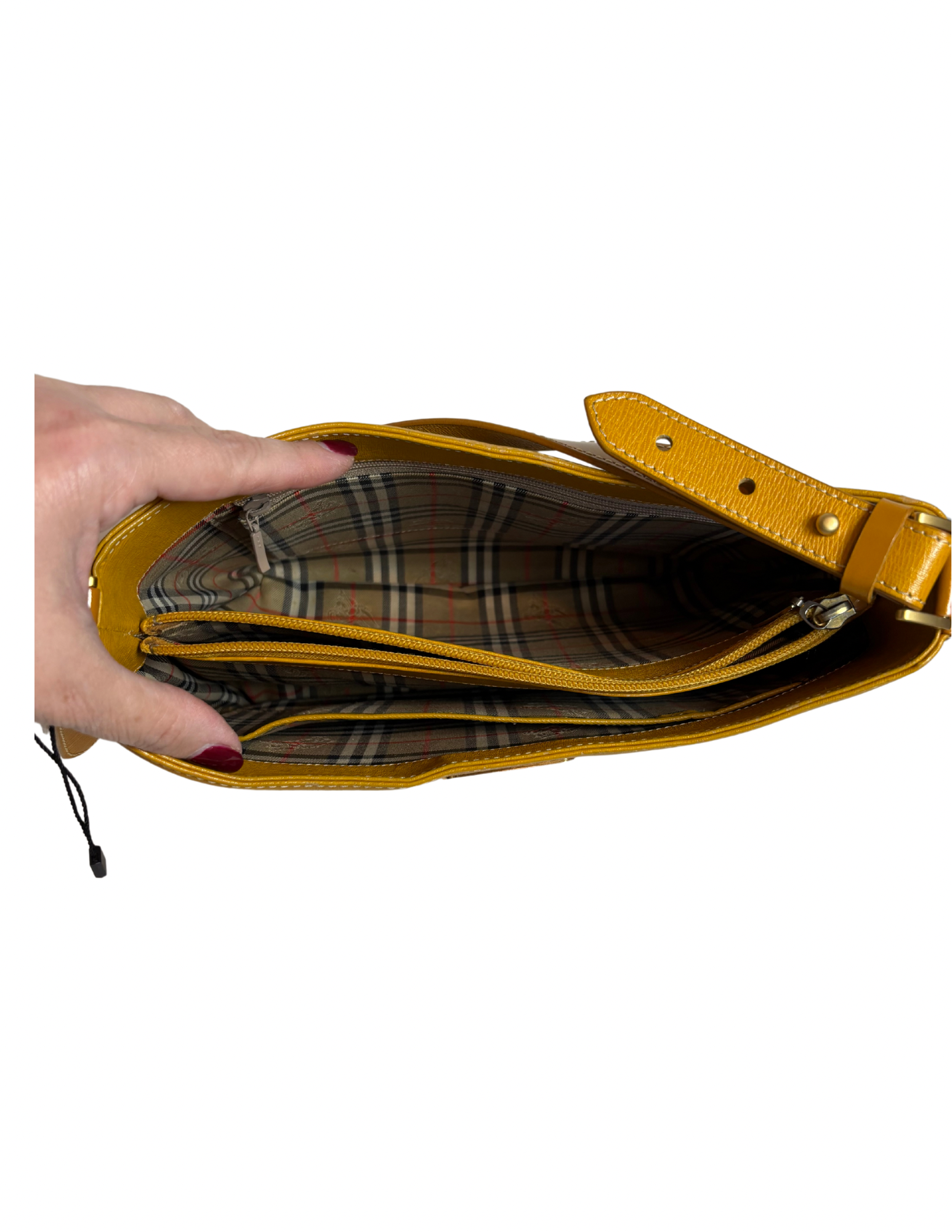Burberry Pre-owned Yellow Leather Cresent Shaped Shoulder Bag